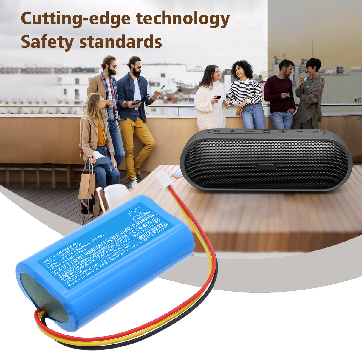 7.4V, Li-ion, 2600mAh, Speaker battery fits Tribit, INR18650-2S1P, Stormbox Bluetooth Speaker, XSound Plus 2 Bluetooth Speaker, 19.24Wh Speaker Cameron Sino Technology Limited