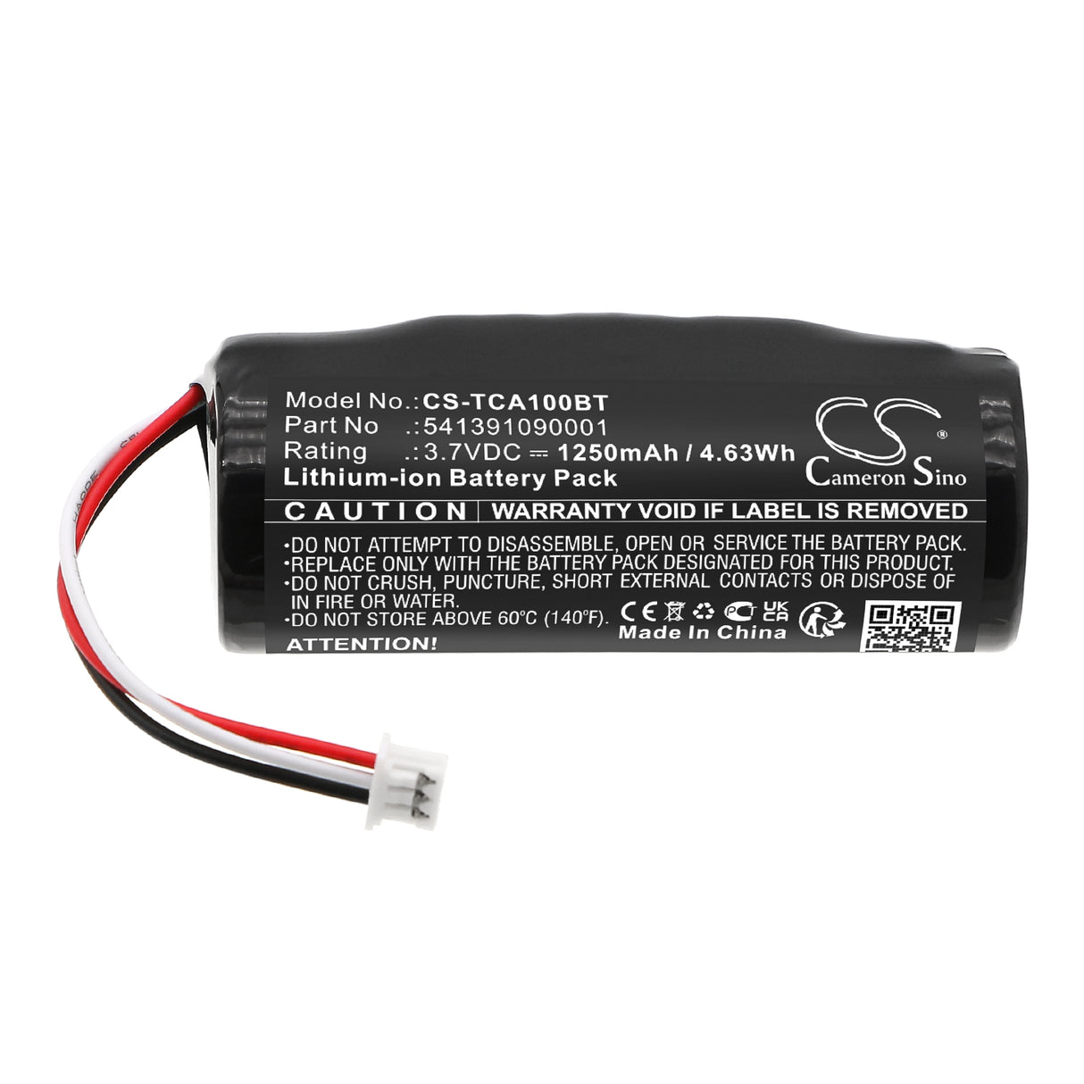 3.7V, Li-ion, 1250mAh, Alarm System battery fits Technicolor, 541391090001, TCHR1AZ0, 4.63Wh Alarm System Cameron Sino Technology Limited