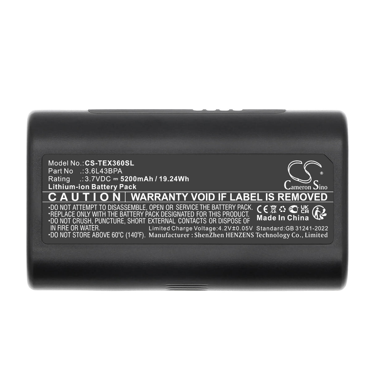 3.7V, Li-ion, 5200mAh, Equipment, Survey, Test battery fits Texas Instruments, 3.6L43BPA, TI-Navigator, 19.24Wh Equipment, Survey, Test Cameron Sino Technology Limited