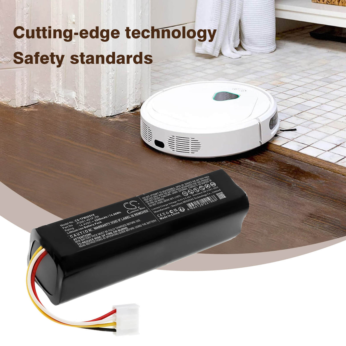 14.4V, Li-ion, 5200mAh, Vacuum battery fits Trifo, P2051-4S1P-ZM, MAX-P, MAX-S, 74.88Wh Vacuum Cameron Sino Technology Limited