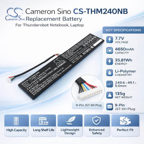 7.7V, Li-Polymer, 4650mAh, Notebook, Laptop battery fits Thunderobot, L140BAT-2, MixBook Air, 35.81Wh Notebook, Laptop Cameron Sino Technology Limited