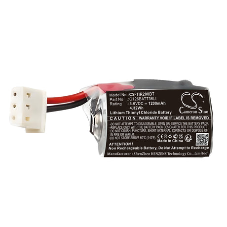 3.6V, Li-SOCl2, 1200mAh, Alarm System battery fits Technoalarm, C126batt36li, Ir200, 4.32Wh Alarm System Cameron Sino Technology Limited