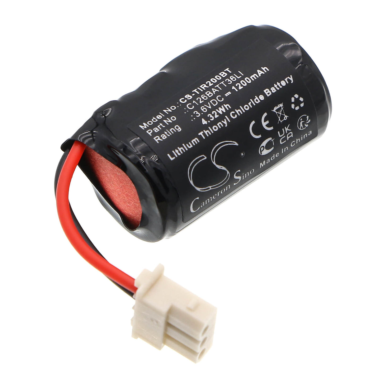 3.6V, Li-SOCl2, 1200mAh, Alarm System battery fits Technoalarm, C126batt36li, Ir200, 4.32Wh Alarm System Cameron Sino Technology Limited