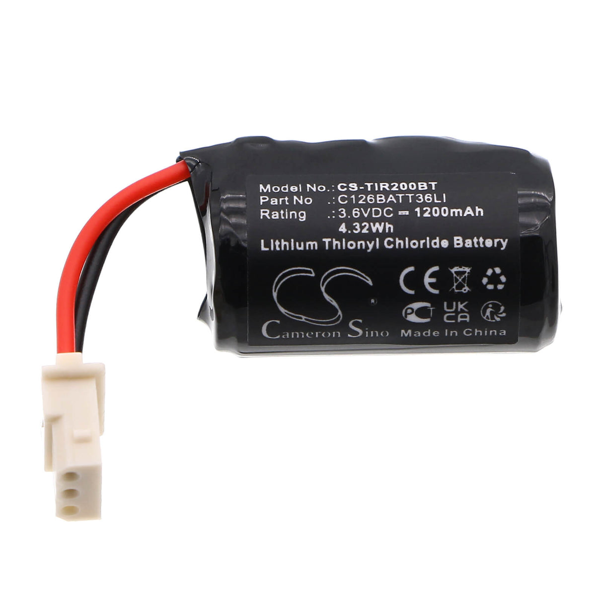 3.6V, Li-SOCl2, 1200mAh, Alarm System battery fits Technoalarm, C126batt36li, Ir200, 4.32Wh Alarm System Cameron Sino Technology Limited