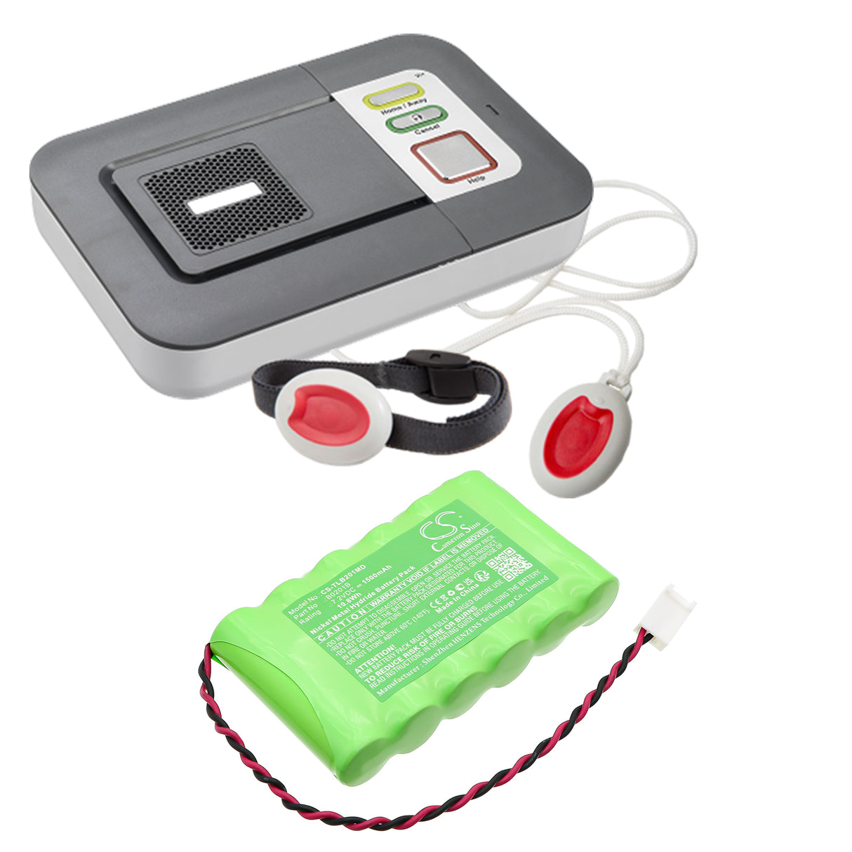 7.2V, Ni-MH, 1500mAh, Medical battery fits Tunstall, B0201b, Lifeline Vi, Lifeline Vi+, 10.8Wh Medical Cameron Sino Technology Limited (Medical)