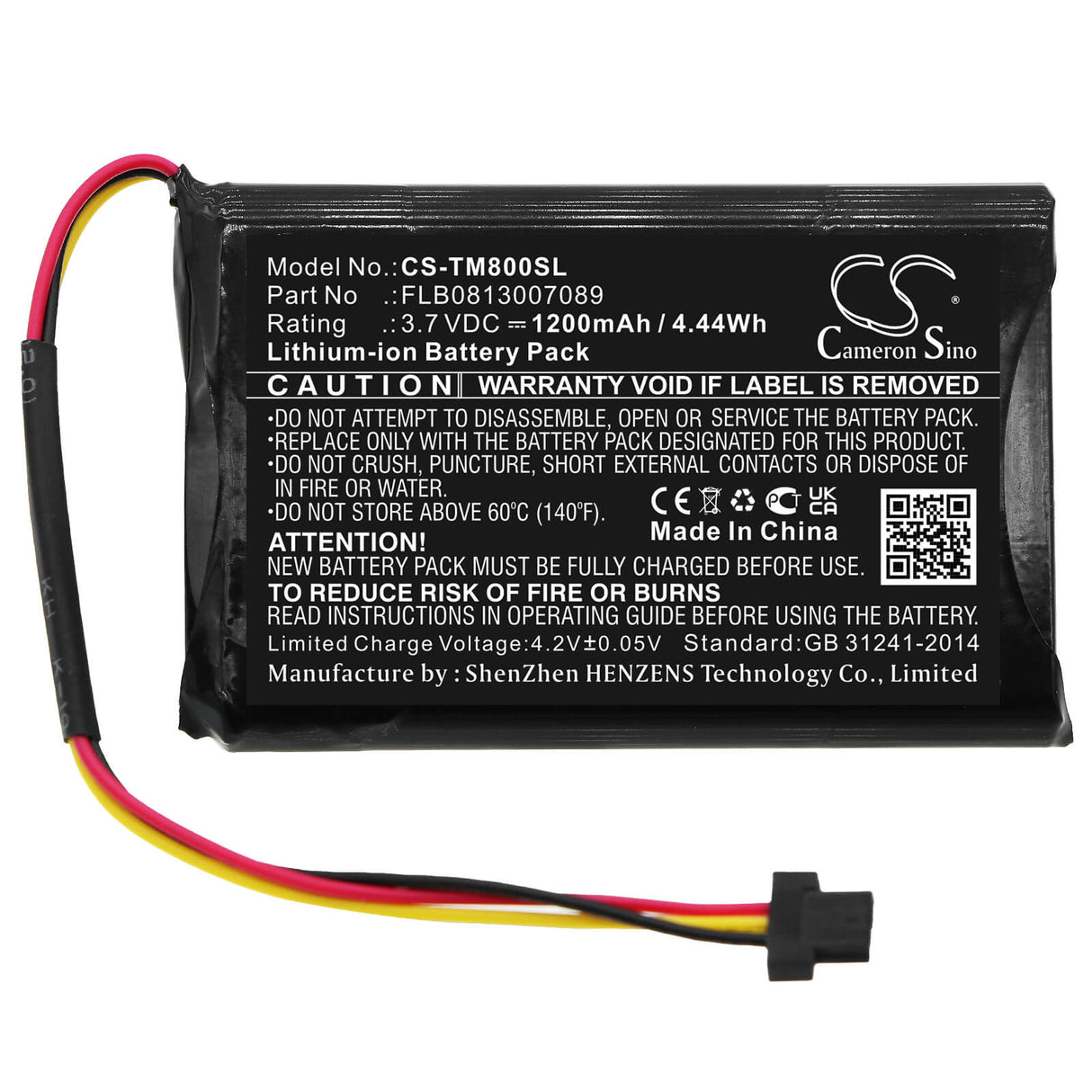 3.7V, Li-ion, 1200mAh, GPS battery fits Tomtom, Aha11111009, 4fc64 4fd6.001.00, Go 60, 4.44Wh GPS, Navigator Cameron Sino Technology Limited