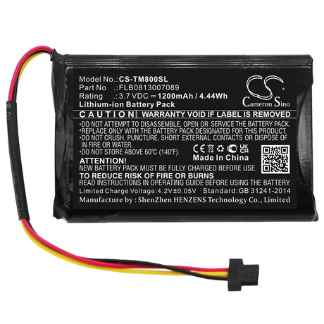 3.7V, Li-ion, 1200mAh, GPS battery fits Tomtom, Aha11111009, 4fc64 4fd6.001.00, Go 60, 4.44Wh GPS, Navigator Cameron Sino Technology Limited