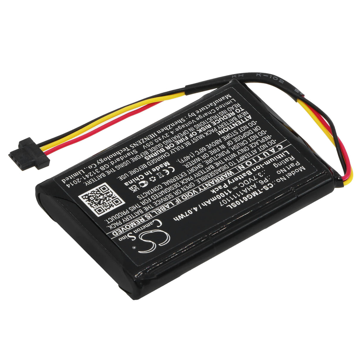 3.7V, Li-ion, 1100mAh, GPS battery fits Tomtom, Aha1111107, 4fa60, Go 610, 4.07Wh GPS, Navigator Cameron Sino Technology Limited