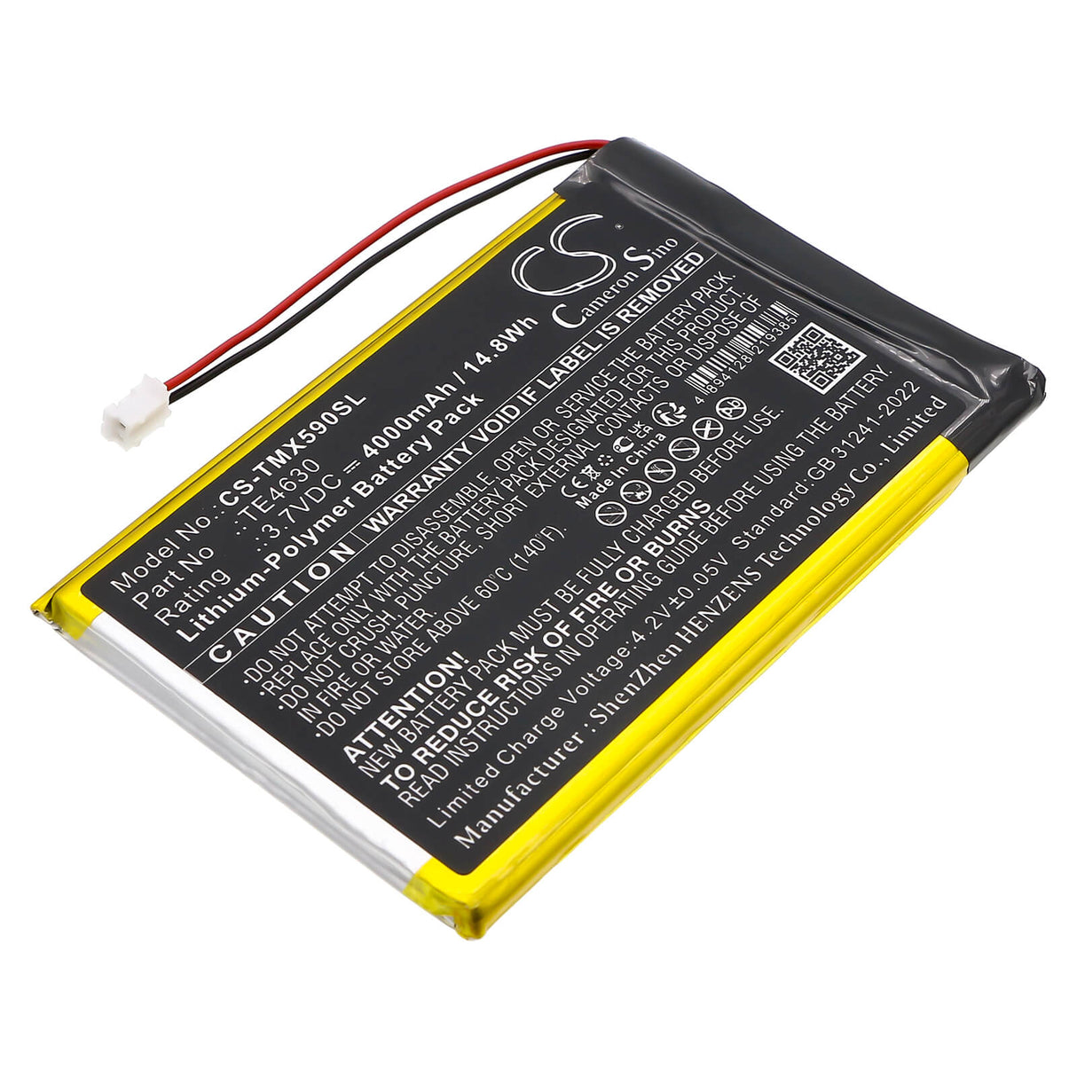 3.7V, Li-Polymer, 4000mAh, Smart Home battery fits Technaxx, TE4630, TX-59, TX59 Monitor Wireless Door Pho, 14.8Wh Smart Home Cameron Sino Technology Limited