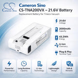 21.6V, Li-ion, 2000mAh, Vacuum battery fits Tineco, ZB2342-6S1P-01A, A20, A20 Cordless Stick Vacuum Cleaner, 43.2Wh Vacuum Cameron Sino Technology Limited
