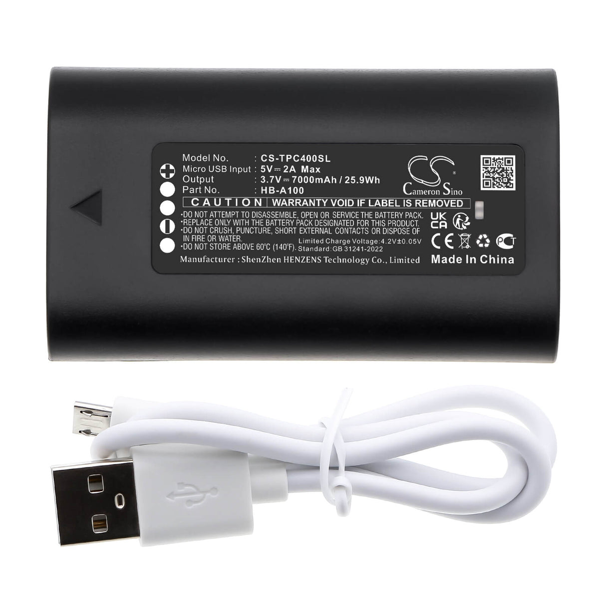 3.7V, Li-ion, 7000mAh, Home Security Camera battery fits Tp-link, Hb-a100, C400s2, C420s1, 25.9Wh Home Security Camera Cameron Sino Technology Limited