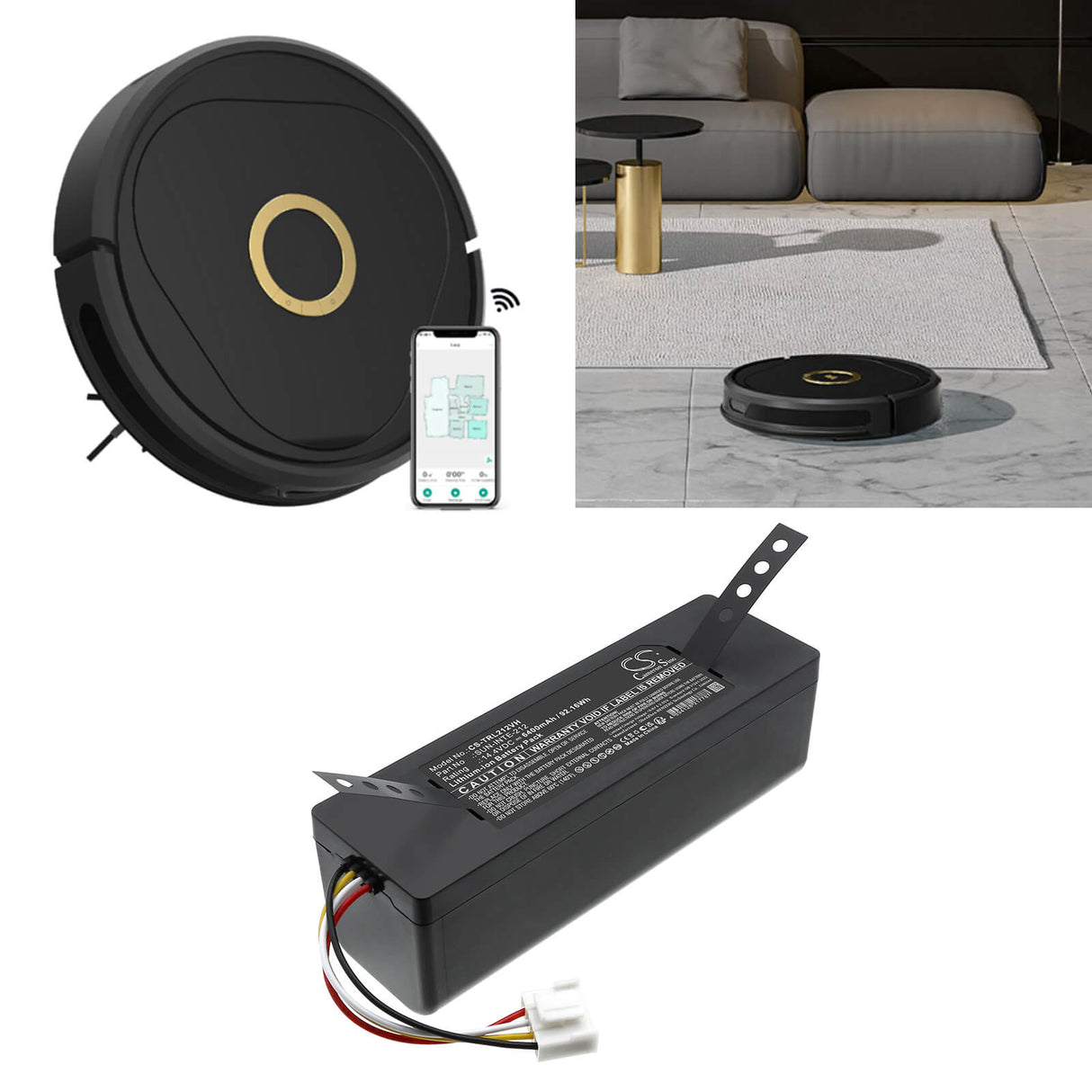 14.4V, Li-ion, 6400mAh, Vacuum battery fits Trifo, Sun-inte-212, Emma Pet, Lucy, 92.16Wh Vacuum Cameron Sino Technology Limited