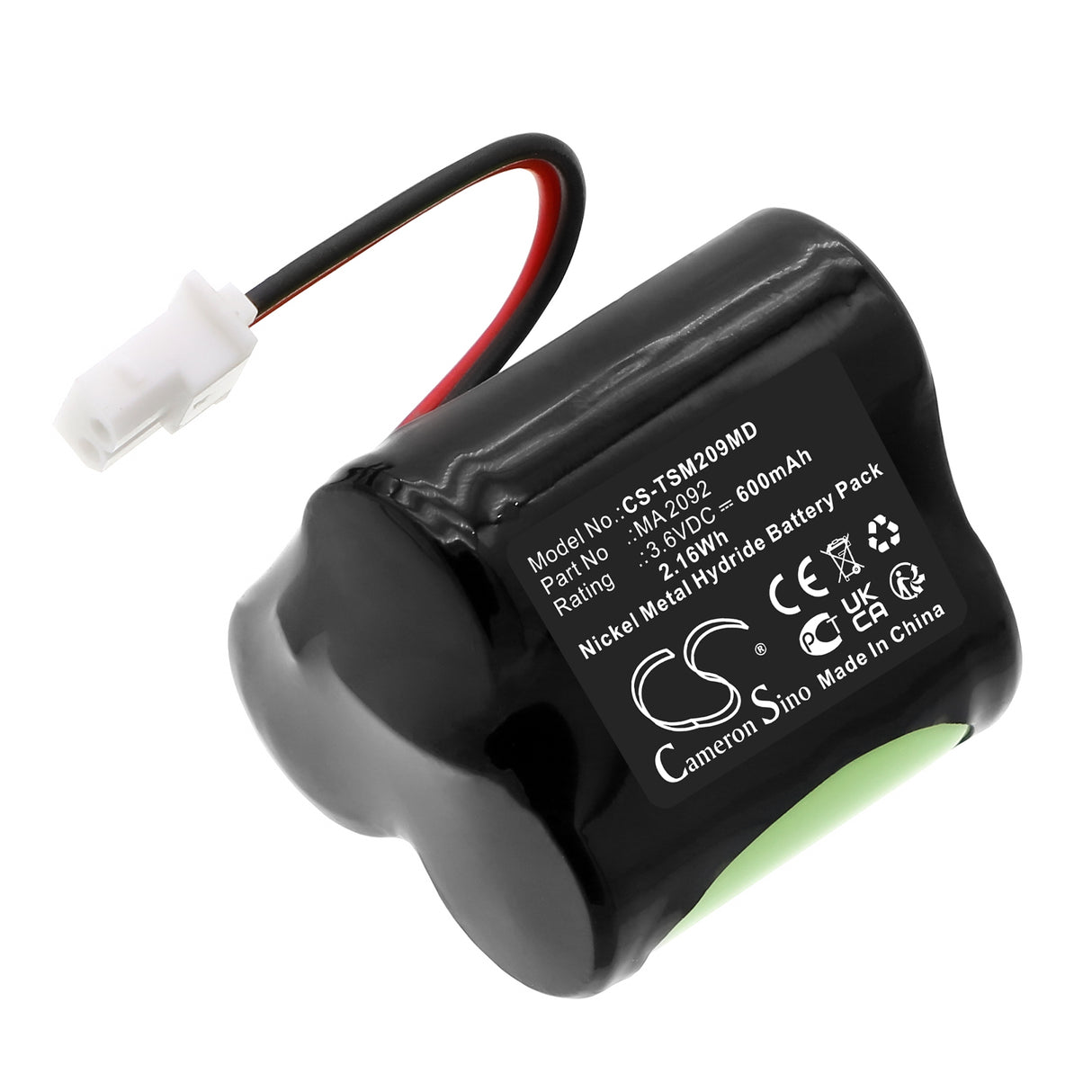3.6V, Ni-MH, 600mAh, Medical battery fits Thermo Scientific, MA 2092, Impact2 Single Channel, Scientific Matrix Electronic, 2.16Wh Medical Cameron Sino Technology Limited