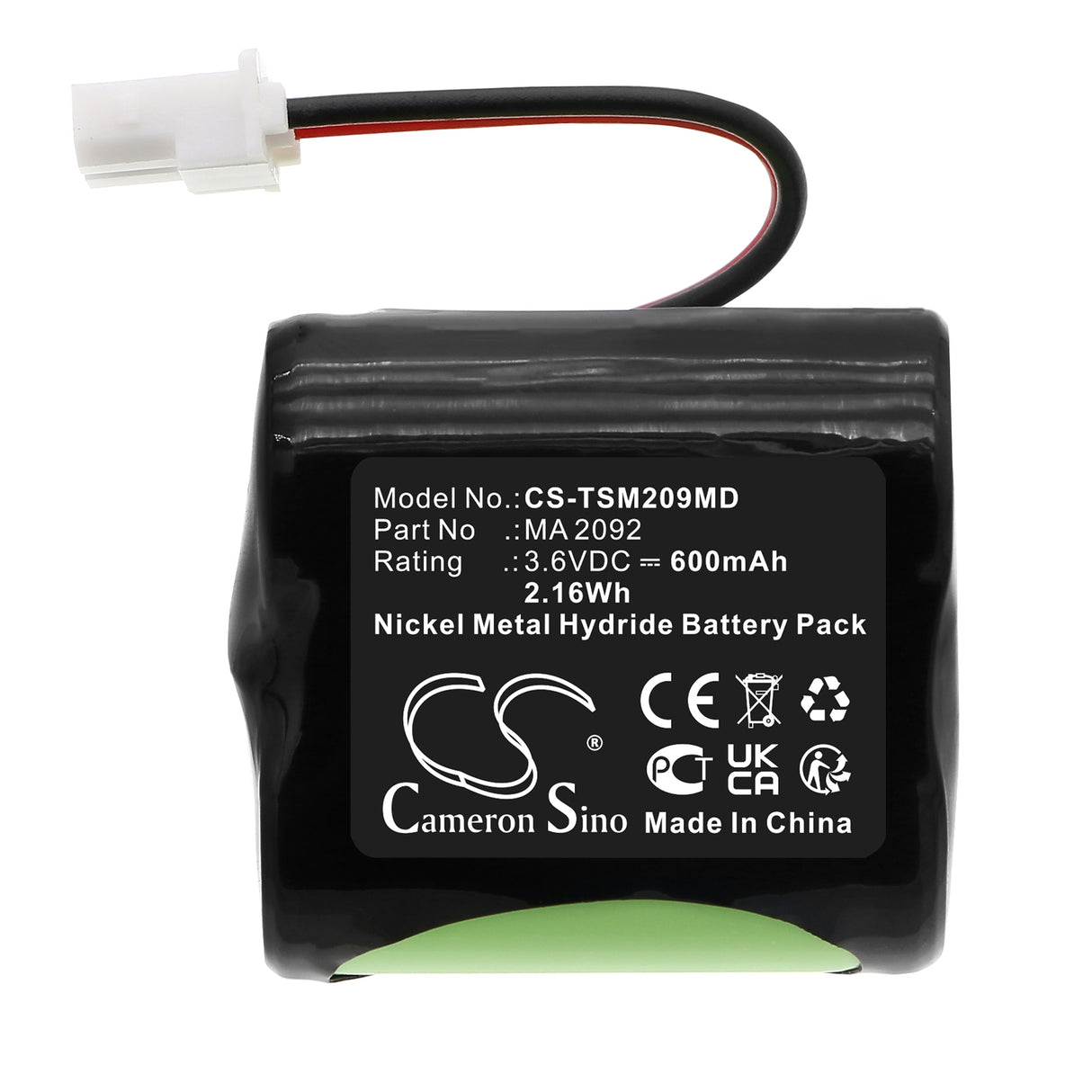 3.6V, Ni-MH, 600mAh, Medical battery fits Thermo Scientific, MA 2092, Impact2 Single Channel, Scientific Matrix Electronic, 2.16Wh Medical Cameron Sino Technology Limited