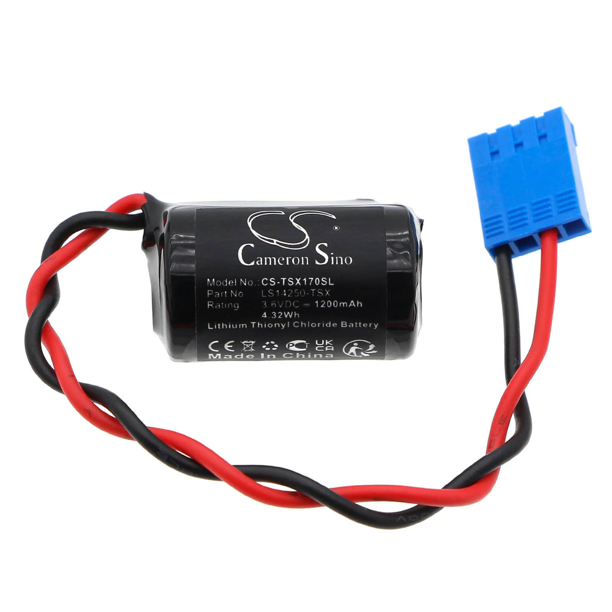 3.6V, Li-SOCl2, 1200mAh, PLC battery fits Schneider, Ls14250-tsx, Num 1020, Num 1040, 4.32Wh PLC Cameron Sino Technology Limited