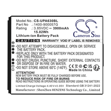 3.85V, Li-ion, 3900mAh, Barcode Scanner battery fits Unitech, 1400-900057G, EA630, EA630 Plus, 15.02Wh Barcode Scanner Cameron Sino Technology Limited