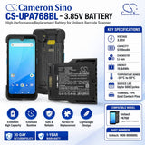 3.85V, Li-ion, 5100mAh, Barcode Scanner battery fits Unitech, 1400-900069G, PA768, PA768 Rugged Mobile Computer, 19.64Wh Barcode Scanner Cameron Sino Technology Limited