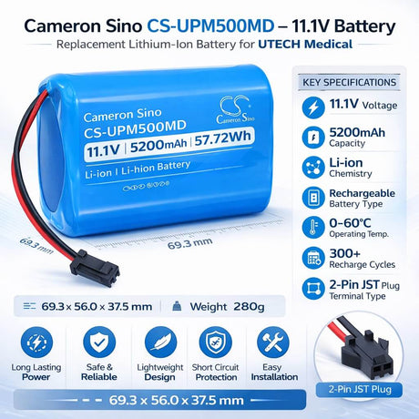 11.1V, Li-ion, 5200mAh, Medical battery fits UTECH, JW-Y3S-4.4, UTMI Patient monitor, monitor PM5000, 57.72Wh Medical Cameron Sino Technology Limited