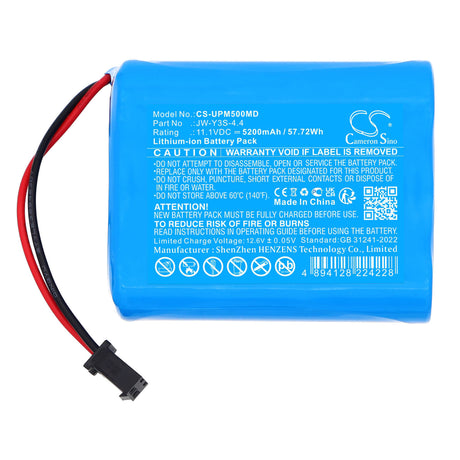 11.1V, Li-ion, 5200mAh, Medical battery fits UTECH, JW-Y3S-4.4, UTMI Patient monitor, monitor PM5000, 57.72Wh Medical Cameron Sino Technology Limited