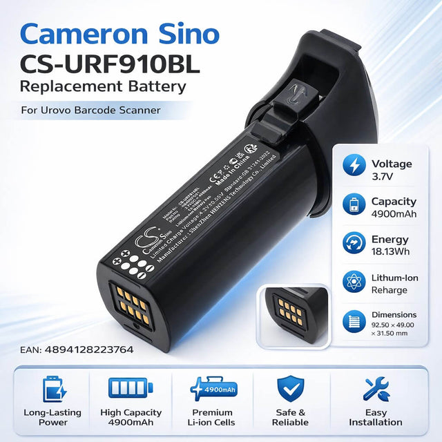 3.7V, Li-ion, 4900mAh, Barcode Scanner battery fits Urovo, NB49RFG91, RFG91, RFG91 UHF-RFID, 18.13Wh Barcode Scanner Cameron Sino Technology Limited