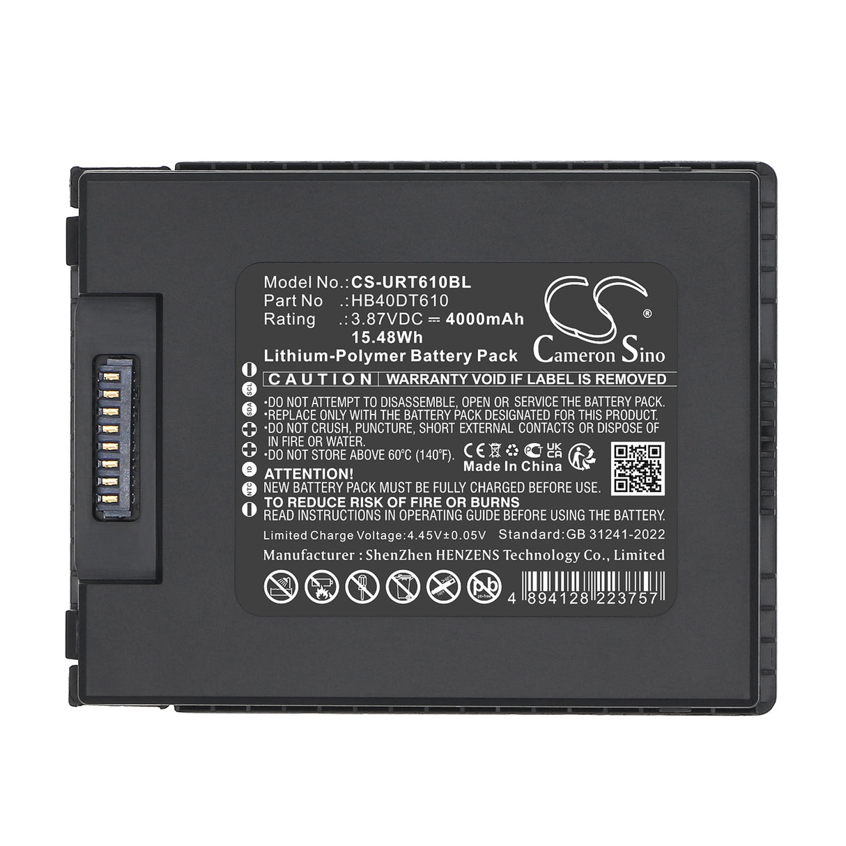 3.87V, Li-Polymer, 4000mAh, Barcode Scanner battery fits Urovo, HB40DT610, DT610, DT610 RFID Mobile Computer, 15.48Wh Barcode Scanner Cameron Sino Technology Limited