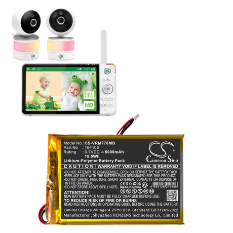 3.7V, Li-Polymer, 5000mAh, BabyPhone battery fits Vtech, 164105, LF915, LF920, 18.5Wh BabyPhone Cameron Sino Technology Limited