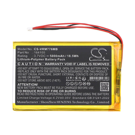 3.7V, Li-Polymer, 5000mAh, BabyPhone battery fits Vtech, 164105, LF915, LF920, 18.5Wh BabyPhone Cameron Sino Technology Limited