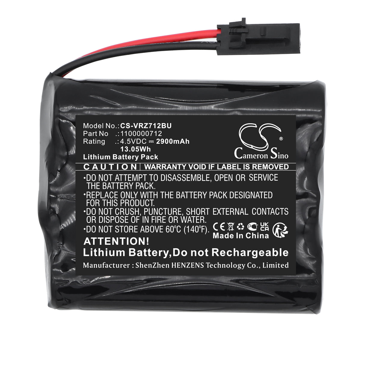4.5V, Lithium, 2900mAh, RAID Controller battery fits Verizon, 1100000712, 1100000712, 13.05Wh RAID Controller Cameron Sino Technology Limited