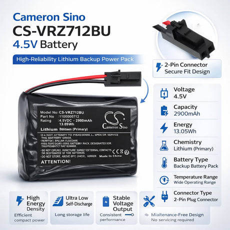4.5V, Lithium, 2900mAh, RAID Controller battery fits Verizon, 1100000712, 1100000712, 13.05Wh RAID Controller Cameron Sino Technology Limited
