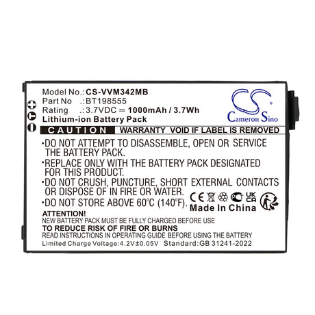 3.7V, Li-ion, 1000mAh, BabyPhone battery fits Vtech, Bt198555, Vm342, Vm342-2, 3.7Wh BabyPhone Cameron Sino Technology Limited