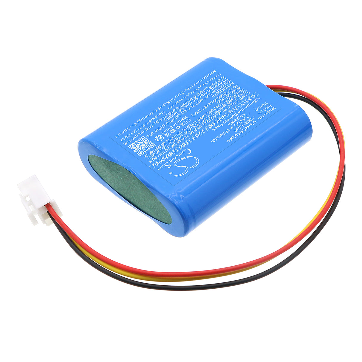 7.4V, Li-ion, 2600mAh, Medical battery fits Wego, INR18650, WGI-1020, 19.24Wh Medical Cameron Sino Technology Limited (Medical)