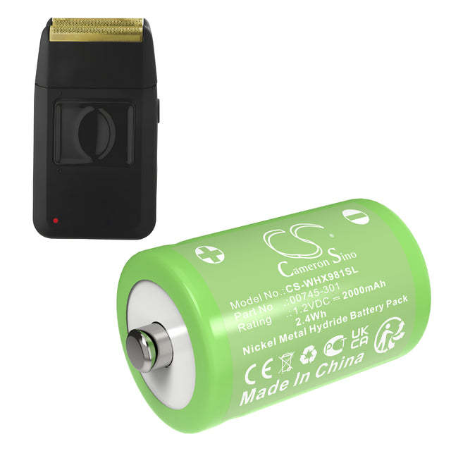 1.2V, Ni-MH, 2000mAh, Shaver battery fits Wahl, 00745-301, 7060, 9020, 2.4Wh Shaver Cameron Sino Technology Limited