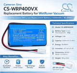 7.4V, Li-ion, 5200mAh, Vacuum battery fits WetRuner, 100353, Robot Pool Cleaner, 38.48Wh Vacuum Cameron Sino Technology Limited