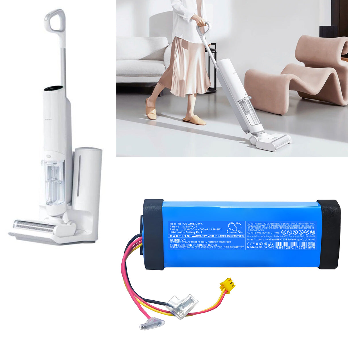 21.6V, Li-ion, 4000mAh, Vacuum battery fits Xiaomi, Mjgwxdj, B305gl, Mjgwxdj, 86.4Wh Vacuum Cameron Sino Technology Limited