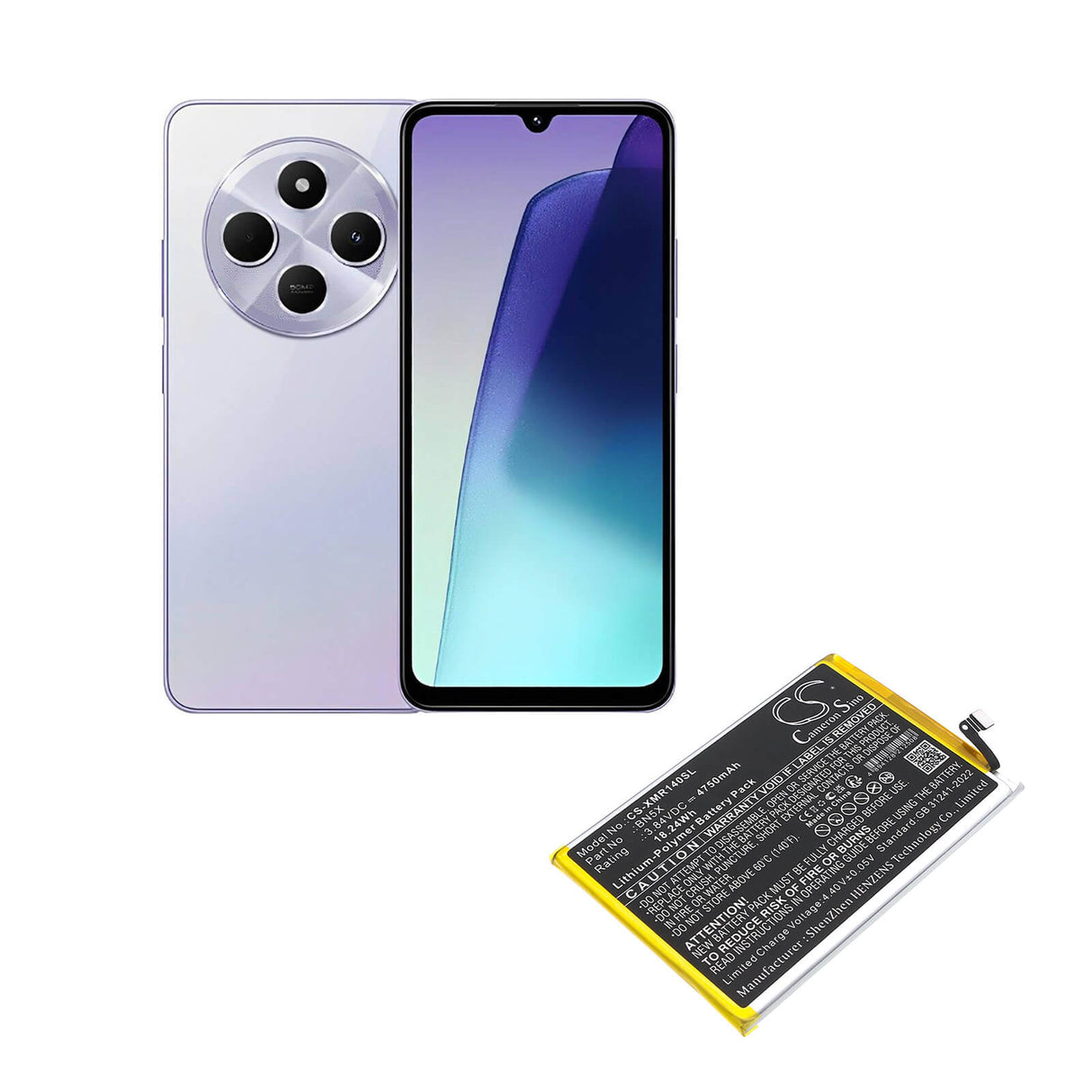 3,84V, Li-Polymer, 5050mAh, Mobile, Batterie de smartphone compatible Xiaomi, 2409brn2ca, 2409brn2cc, 19,39Wh Mobile, Smartphone Cameron Sino Technology Limited (Smartphone)