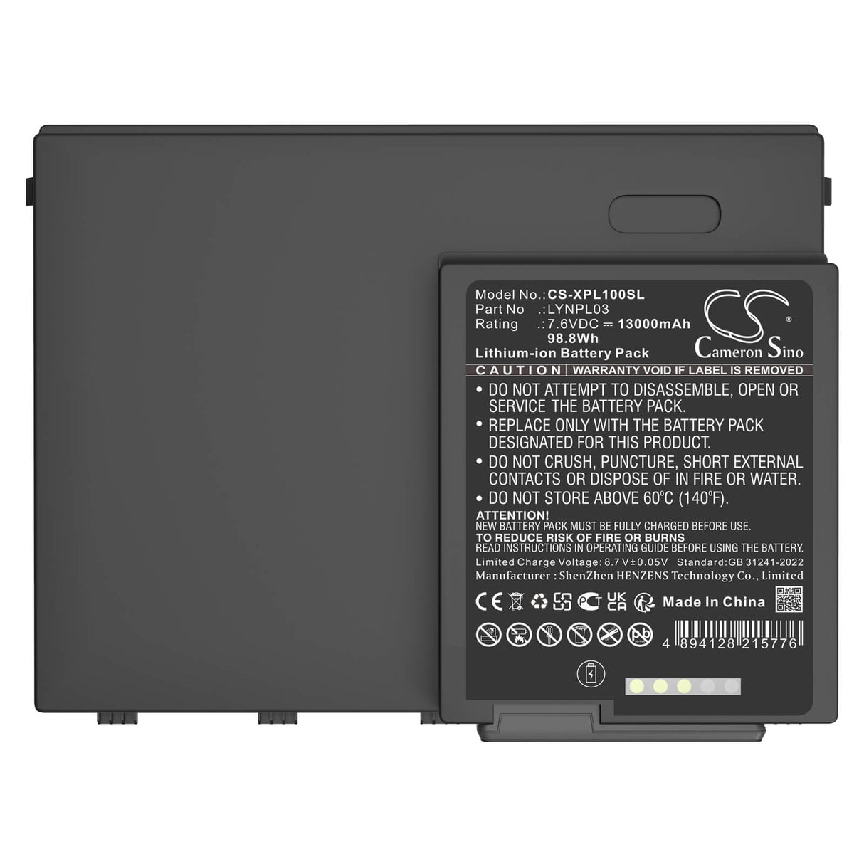 7.6V, Li-ion, 13000mAh, Tablet battery fits Xplore, Lynpl03, Rsl10, Xlbe1, 98.8Wh Tablet Cameron Sino Technology Limited