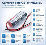 3.6V, Li-SOCl2, 3600mAh, PLC battery fits Yamaha, KCA-M53G0-10, KCA-M53G, 12.96Wh PLC Cameron Sino Technology Limited