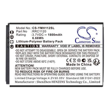 3.7V, Li-Polymer, 1800mAh, Communication & Conferencing battery fits Yamaha, RRC1120, RM-WGL, RM-WGL Wireless Directional Tabletop Microphone, 6.66Wh Communication & Conferencing Cameron Sino Technology Limited