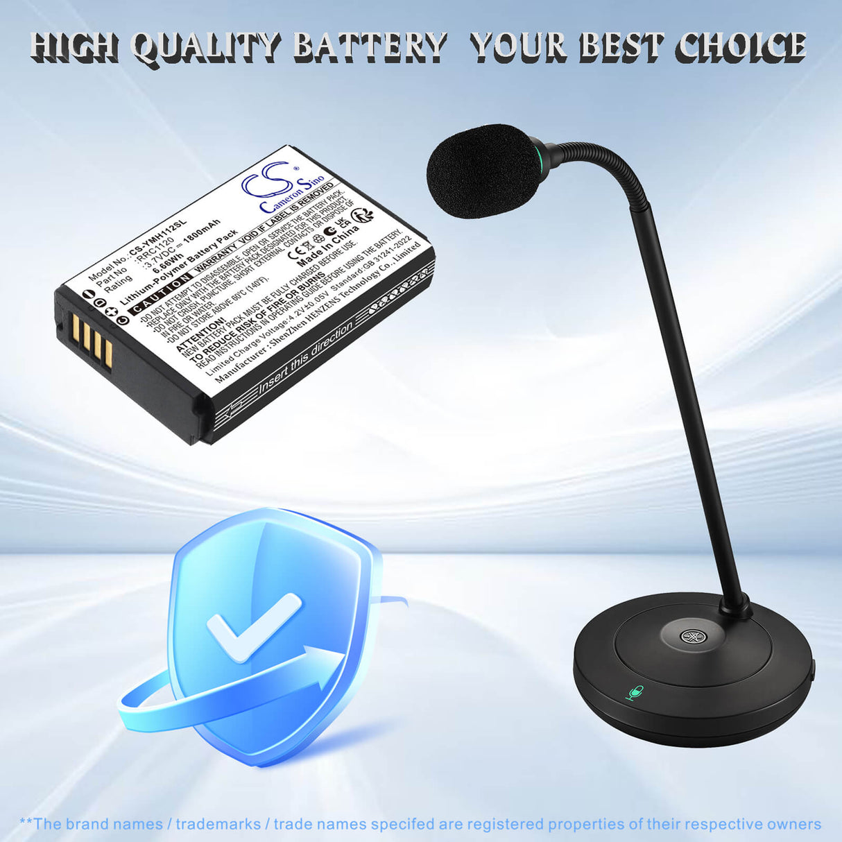 3.7V, Li-Polymer, 1800mAh, Communication & Conferencing battery fits Yamaha, RRC1120, RM-WGL, RM-WGL Wireless Directional Tabletop Microphone, 6.66Wh Communication & Conferencing Cameron Sino Technology Limited