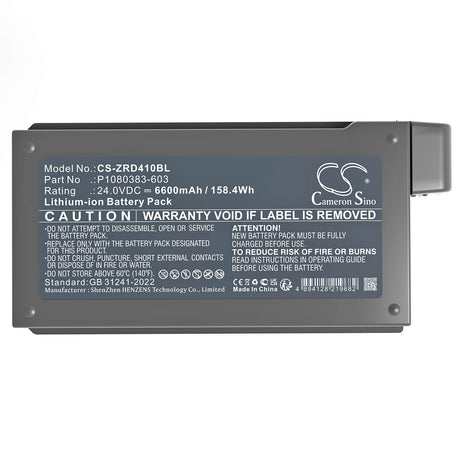 24.0V, Li-ion, 6600mAh, Portable Printer battery fits Zebra, P1080383-603, ZD410, ZD410d-HC, 158.4Wh Portable Printer Cameron Sino Technology Limited