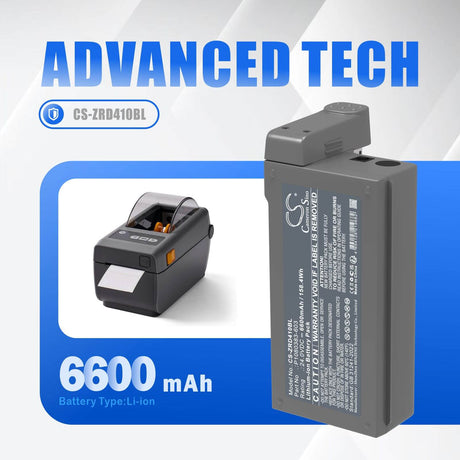 24.0V, Li-ion, 6600mAh, Portable Printer battery fits Zebra, P1080383-603, ZD410, ZD410d-HC, 158.4Wh Portable Printer Cameron Sino Technology Limited