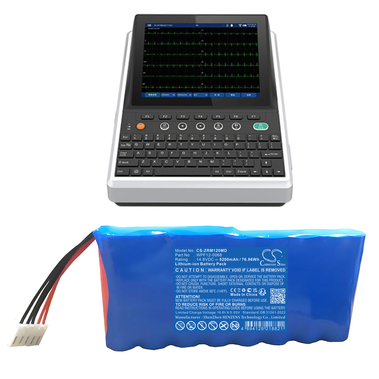 14.8V, Li-ion, 5200mAh, Medical battery fits Zoncare, Wpf12-0068, Imac 1200, Imac 120b, 76.96Wh Medical Cameron Sino Technology Limited (Medical)
