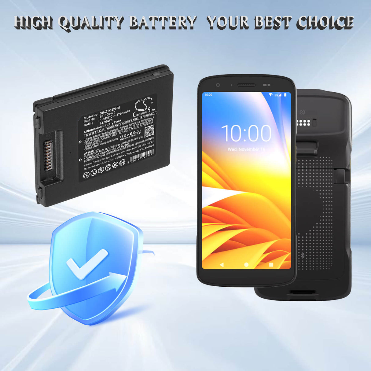 3.85V, Li-ion, 3700mAh, Barcode Scanner battery fits Zebra, BT-000473, TC22, TC27, 14.25Wh Barcode Scanner Cameron Sino Technology Limited