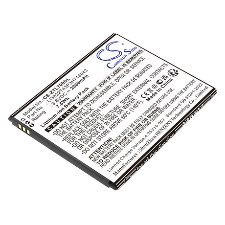 3.8V, Li-ion, 2000mAh, Mobile, SmartPhone battery fits ZTE, LI3822T43P3H716043, Blade A30, Blade A320, 7.6Wh Mobile, SmartPhone Cameron Sino Technology Limited