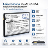 3.8V, Li-ion, 2000mAh, Mobile, SmartPhone battery fits ZTE, LI3822T43P3H716043, Blade A30, Blade A320, 7.6Wh Mobile, SmartPhone Cameron Sino Technology Limited