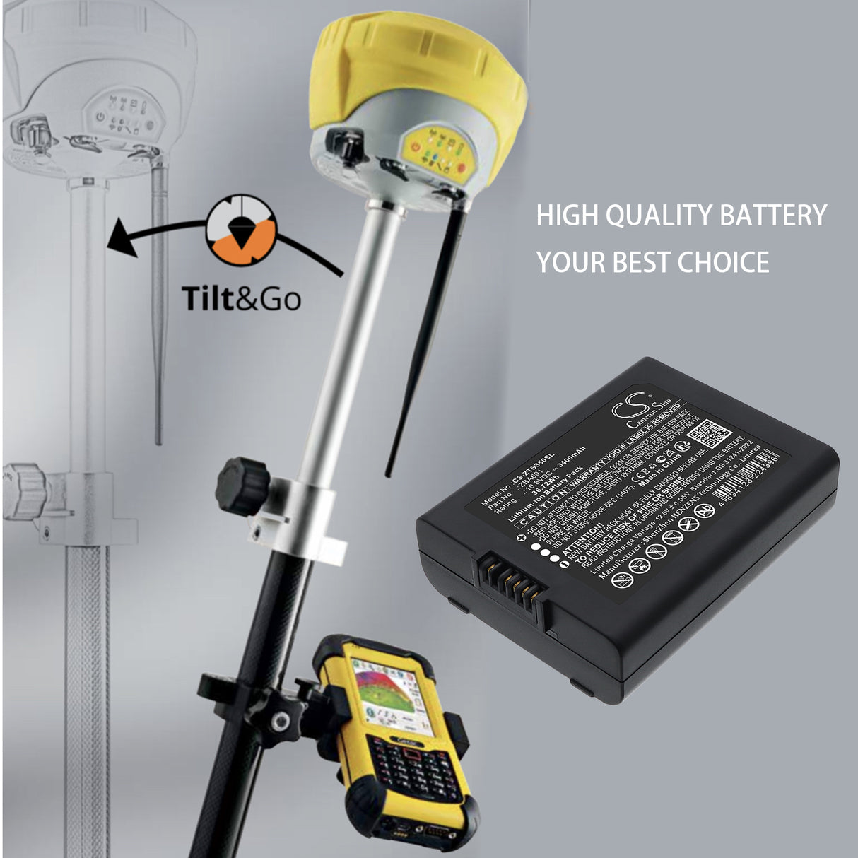 10.8V, Li-ion, 3400mAh, Equipment, Survey, Test battery fits GeoMax, 827967, Zenith 35 GPS GNSS, Zenith35, 36.72Wh Equipment, Survey, Test Cameron Sino Technology Limited