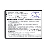 3.8V, Li-Polymer, 1500mAh, Mobile, SmartPhone battery fits Zte, Li3716T42P3h594650, 353VL, 5.7Wh Mobile, SmartPhone Cameron Sino Technology Limited