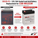 CSB HR1221W Replacement Battery 12V 5Ah AGM F2 60Wh Sealed Lead Acid CB Generic