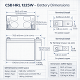 CSB HRL1225W Battery, 12V, 25W 5.8Ah with F2 terminals Sealed Lead Acid (Special) CSB