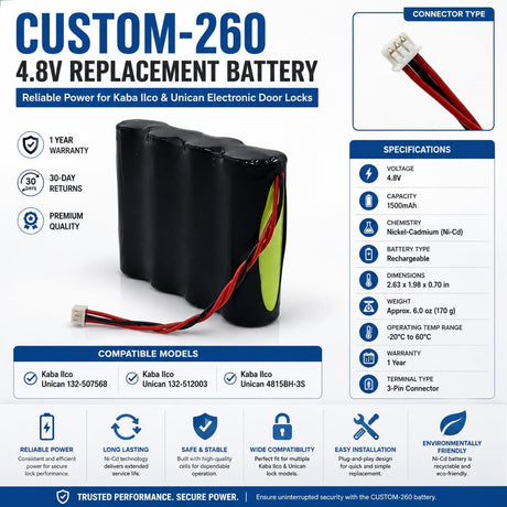 Door Lock Battery For Kaba Ilco Unican 132-507568, 132-512003, 78011-es3 4.8v, 1500mah Other Batteries BB Generic